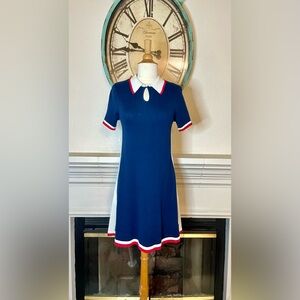 Urban Outfitters Navy Blue Mini Dress with White & Red Trim